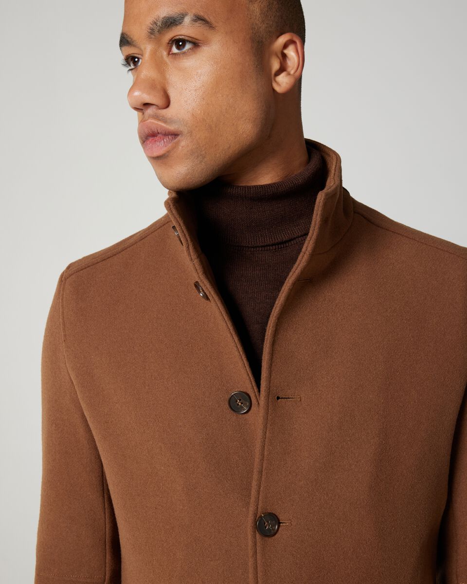 Wool Blend Funnel Neck Coat